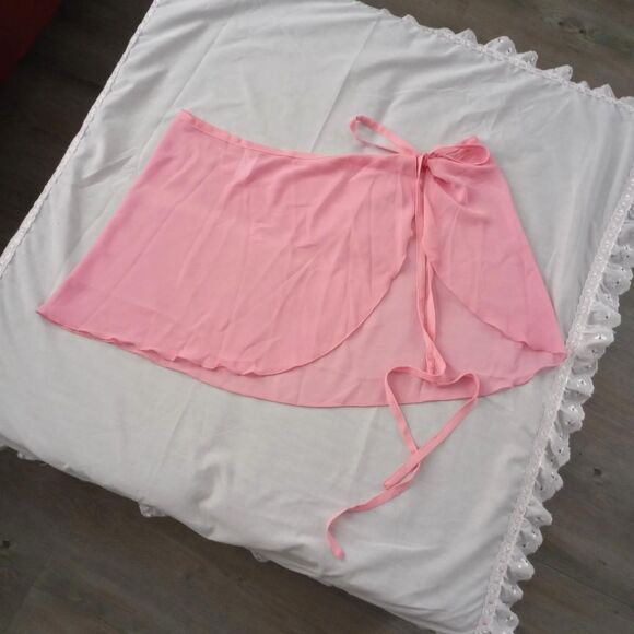 Y2K Sheer Micromesh Pink Ribbon Ballet Skirt - Picture 1 of 3